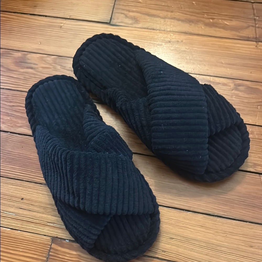NEW! Black Corduroy Slippers